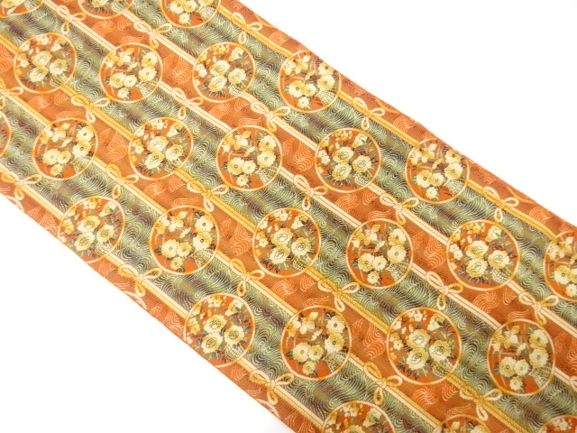 組紐に花瓶模様織り出し　名古屋帯